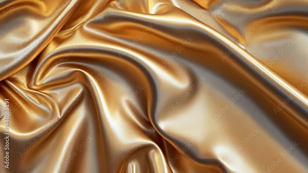 Poster luxurious golden satin fabric elegant drapery with smooth texture and soft folds for opulent design 