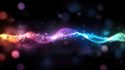 Fototapeta premium Abstract DNA strand design with vibrant colors and light effects