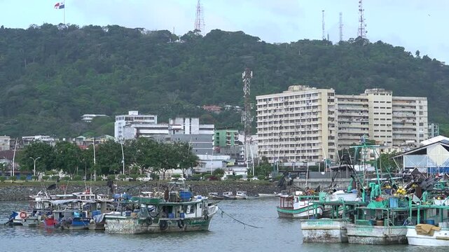 boats in the harbor fish market panama