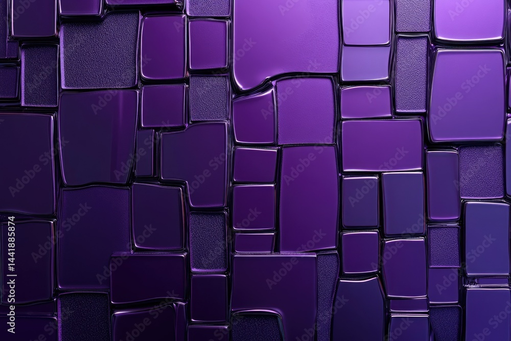 Aufkleber abstract background with a mosaic of glossy, dark purple squares and rectangles.
