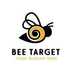 Modern Bee Target Concept Logo Design Vector Illustration