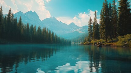 Obraz premium Serene Mountain Lake
