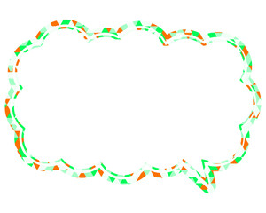 ステンドグラス風吹き出し　三角形模様　細長い雲形