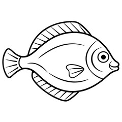 Streamlined Flounder One-Line Vector Art