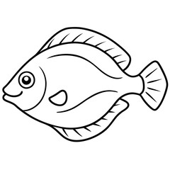 Streamlined Flounder One-Line Vector Art