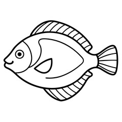 Streamlined Flounder One-Line Vector Art