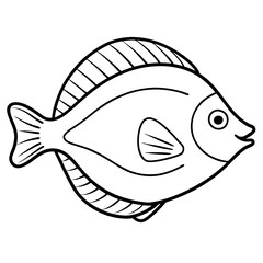 Streamlined Flounder One-Line Vector Art