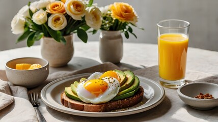 Poached Egg Morning Meal Spread
