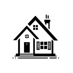 Clean, Minimalist House Icon in Black & White - Real Estate & Design