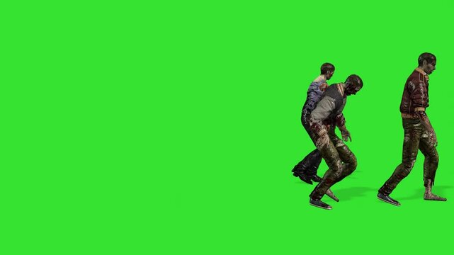 Walking zombie from left to right green screen or chroma key video clip motion
