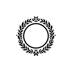 Elegant Laurel Wreath Frame Vector on White, Monochromatic Design