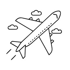 airplane for pilgrimage travel icon, airplane for pilgrimage travel line art - simple line art of airplane for pilgrimage travel, perfect for airplane for pilgrimage travel logos and icons