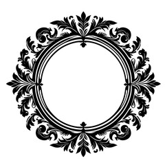 Ornate Black & White Floral Frame, Elegant Vintage Design