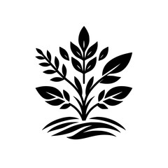 Minimalist Black & White Plant Logo Illustration