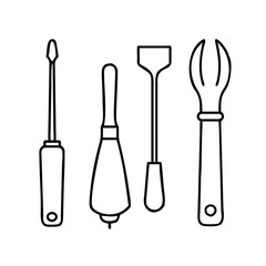 artisan tools icon, artisan tools line art - simple line art of artisan tools, perfect for artisan tools logos and icons