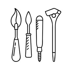 artisan tools icon, artisan tools line art - simple line art of artisan tools, perfect for artisan tools logos and icons