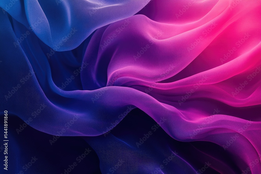 Poster abstract image of flowing fabric in shades of blue, purple, and pink, creating a gradient effect.