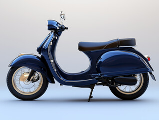 Obraz premium hyperrealistic image dark blue moped on a white background