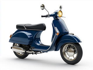 Obraz premium hyperrealistic image dark blue moped on a white background