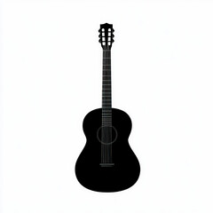 guitar silhouette , black and white illustration isolated on white background