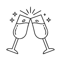 celebratory toast icon, celebratory toast line art - simple line art of celebratory toast, perfect for celebratory toast logos and icons