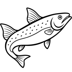 Trout Outline Vector Illustration