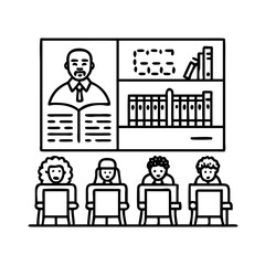 classroom with black history books icon