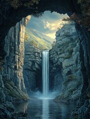 Hidden Waterfall Oasis: Serene Beauty in the Depths of Nature's Embrace