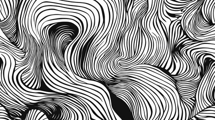 Fototapeta premium Minimalist abstract monochrome line art, elegant wavy interconnected strokes, and clever use of white space create a clean, modern aesthetic.