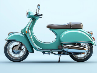 Obraz premium hyperrealistic image green moped on a white background