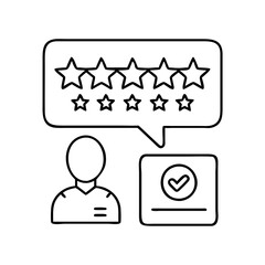 customer review icon, customer review line art - simple line art of customer review, perfect for customer review logos and icons
