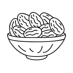 dates in a bowl icon, dates in a bowl line art - simple line art of dates in a bowl, perfect for dates in a bowl logos and icons