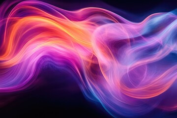 Obraz premium Abstract art depicting flowing, vibrant colors in shades of pink, purple, orange, and blue, creating a dreamy, ethereal effect.