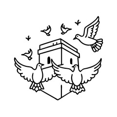 doves in mecca icon, doves in mecca line art - simple line art of doves in mecca, perfect for doves in mecca logos and icons