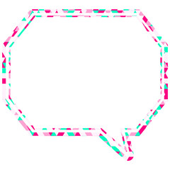 ステンドグラス風吹き出し　三角形模様　角のある八角形