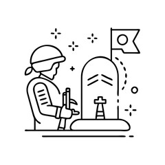 fallen soldier tribute icon, fallen soldier tribute line art - simple line art of fallen soldier tribute, perfect for fallen soldier tribute logos and icons