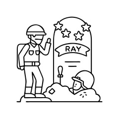 fallen soldier tribute icon, fallen soldier tribute line art - simple line art of fallen soldier tribute, perfect for fallen soldier tribute logos and icons