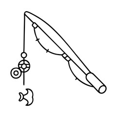 fishing rod for hobbies icon, fishing rod for hobbies line art - simple line art of fishing rod for hobbies, perfect for fishing rod for hobbies logos and icons