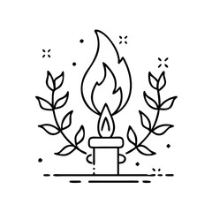 flame of remembrance icon, flame of remembrance line art - simple line art of flame of remembrance, perfect for flame of remembrance logos and icons