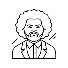 frederick douglass icon, frederick douglass line art - simple line art of frederick douglass, perfect for frederick douglass logos and icons