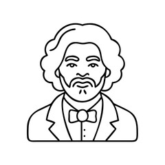frederick douglass icon, frederick douglass line art - simple line art of frederick douglass, perfect for frederick douglass logos and icons