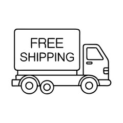free shipping truck icon, free shipping truck line art - simple line art of free shipping truck, perfect for free shipping truck logos and icons