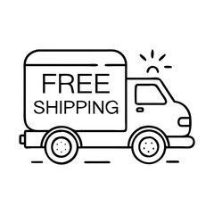 free shipping truck icon, free shipping truck line art - simple line art of free shipping truck, perfect for free shipping truck logos and icons