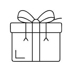 gift box with ribbon icon, gift box with ribbon line art - simple line art of gift box with ribbon, perfect for gift box with ribbon logos and icons