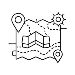 hajj map icon, hajj map line art - simple line art of hajj map, perfect for hajj map logos and icons