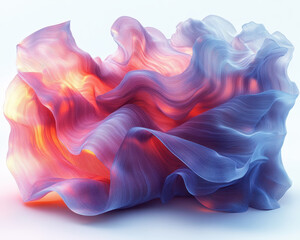 Obraz premium Colorful Flowing Fabric with Luminous Glow on White Background