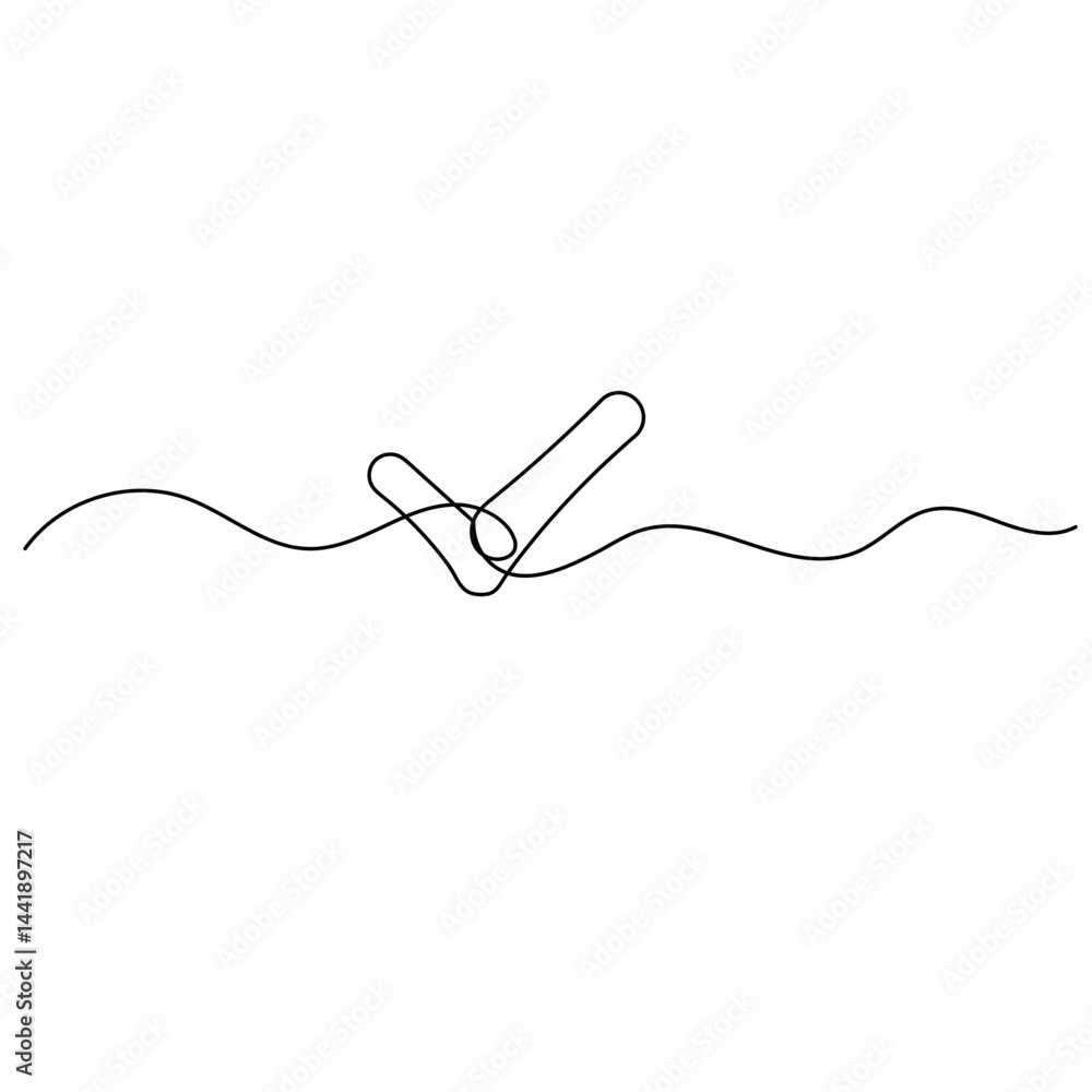 Poster check mark icon continuous one line drawing of outline vector illustration