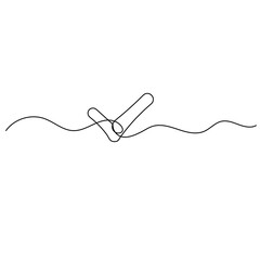 Check mark icon   continuous one line drawing of outline vector illustration 
