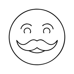 happy face with mustache icon, happy face with mustache line art - simple line art of happy face with mustache, perfect for happy face with mustache logos and icons