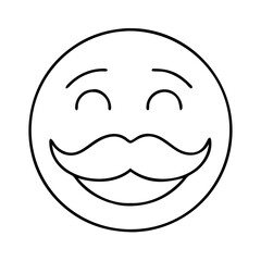 happy face with mustache icon, happy face with mustache line art - simple line art of happy face with mustache, perfect for happy face with mustache logos and icons